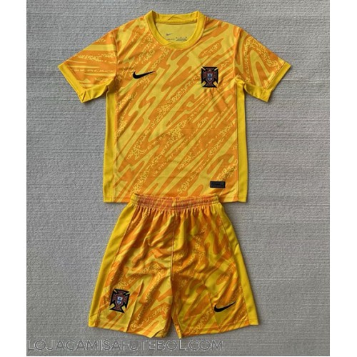 Camisa de Futebol Portugal Goleiro Equipamento Principal Infantil Europeu 2024 Manga Curta (+ Calças curtas)